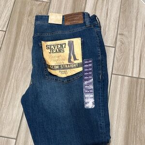 Seven7 Men's Slim Straight Dark Blue Jeans